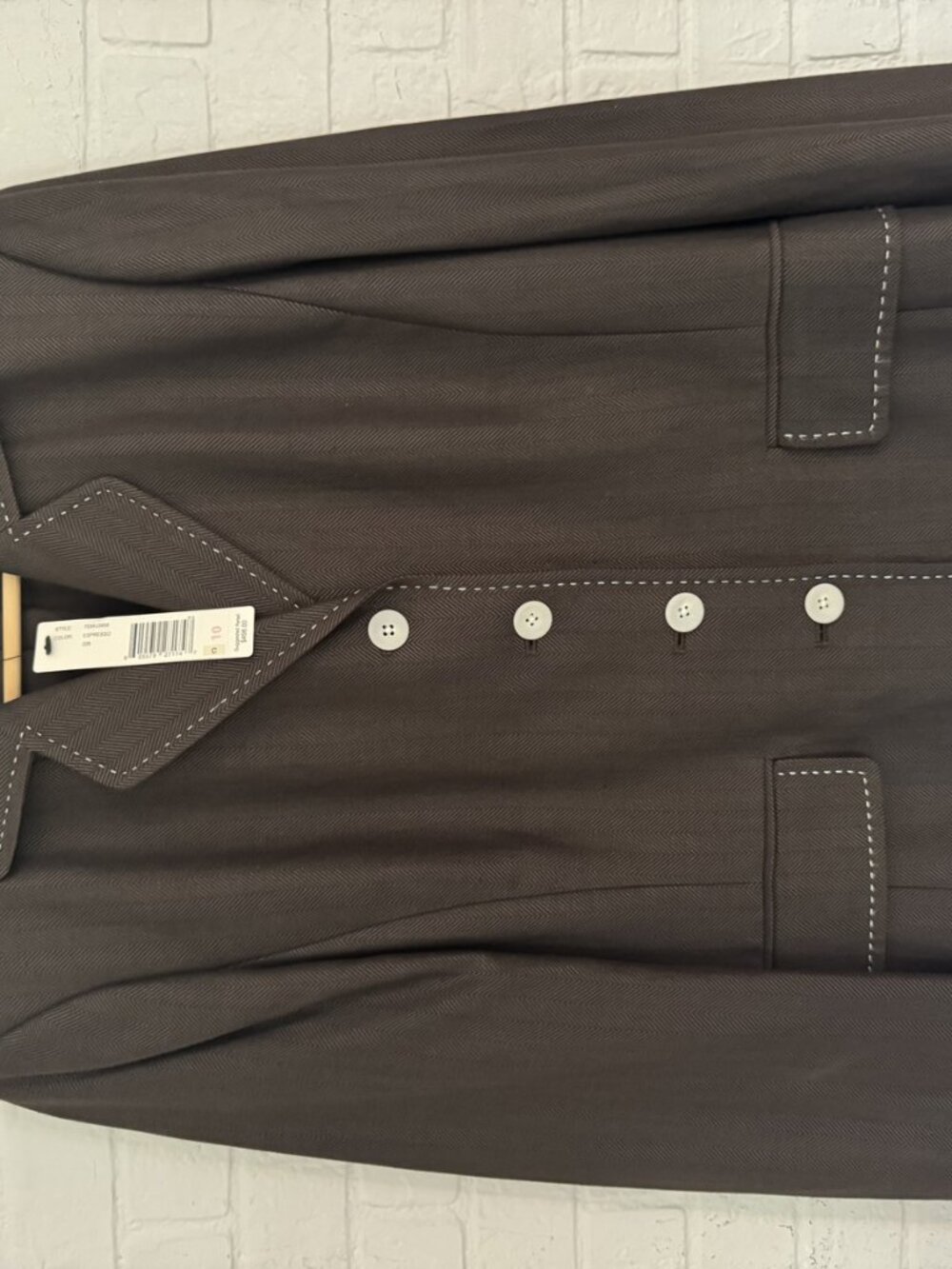 Linda Allard for Ellen Tracy Vintage Brown Herringbone Blazer Size 10 NWT (M1ZL2